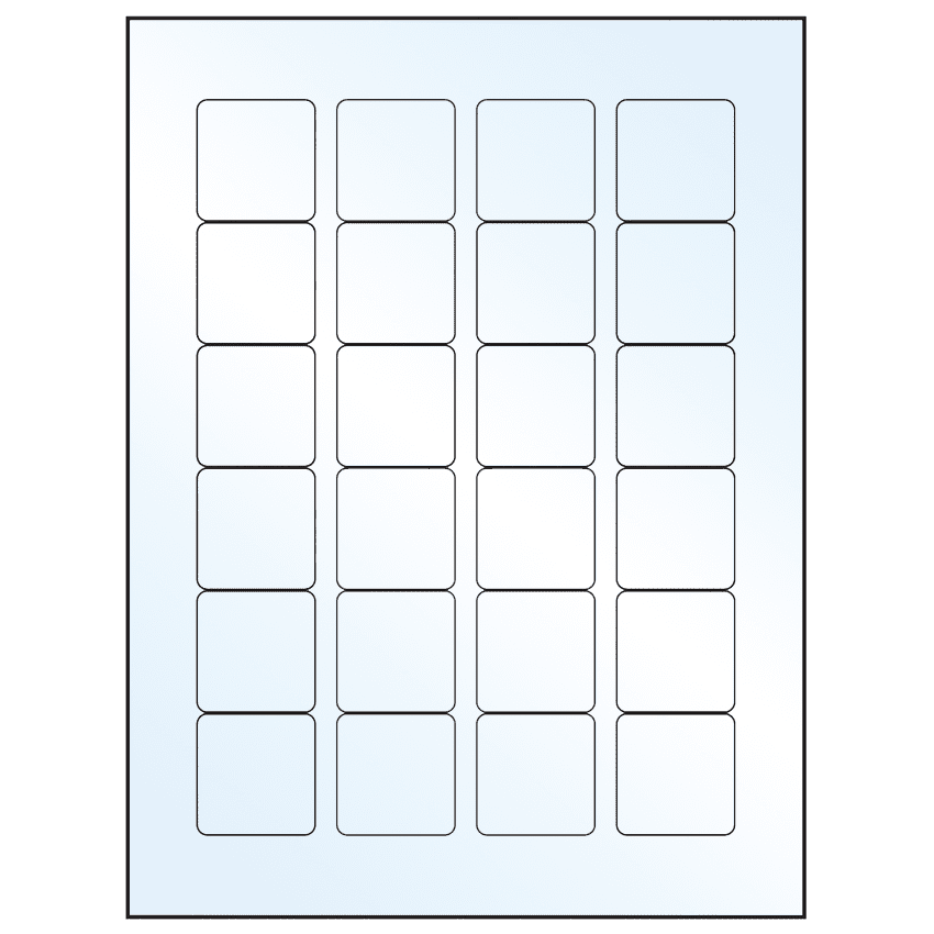 1.5" x 1.5" White Mid Gloss Square Sheet Labels