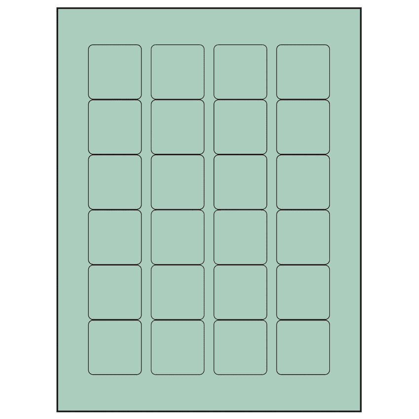 1.5" x 1.5" Pastel Green Square Sheet Labels