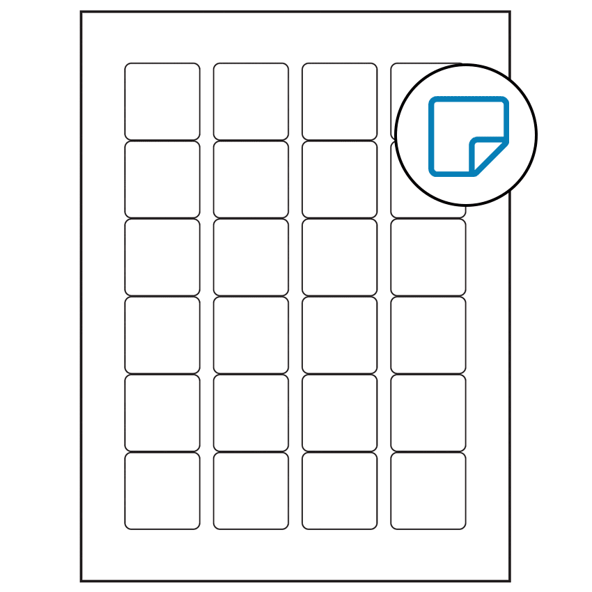 1.5" x 1.5" White Square Sheet Labels - Removable Adhesive