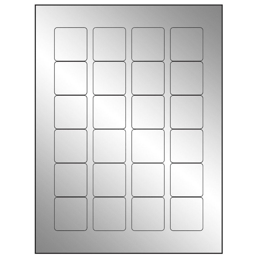 1.5" x 1.5" Silver Foil Square Sheet Labels