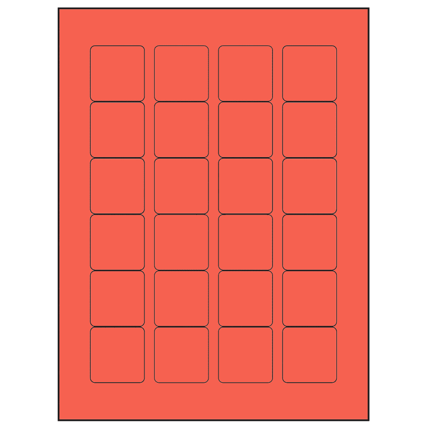 1.5" x 1.5" Red Square Sheet Labels
