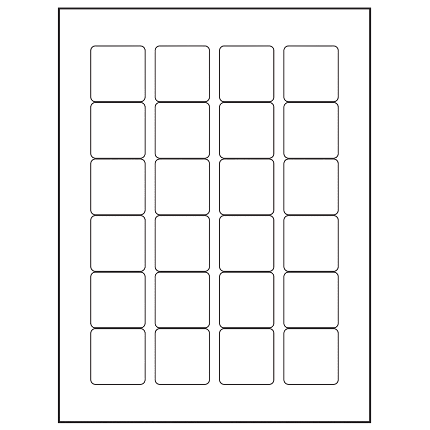 1.5" x 1.5" White Polyester Square Sheet Labels