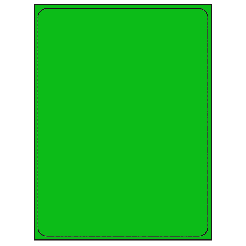 8.375" x 10.875" Fluorescent Green Rectangular Sheet Labels