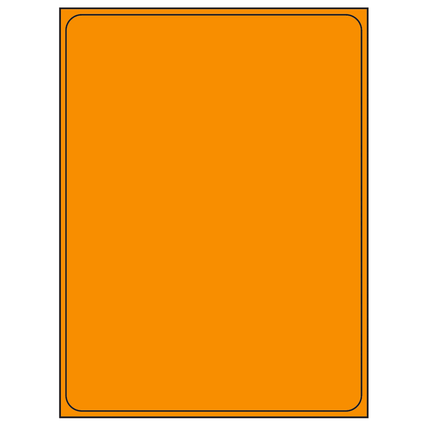 8.375" x 10.875" Fluorescent Orange Rectangular Sheet Labels