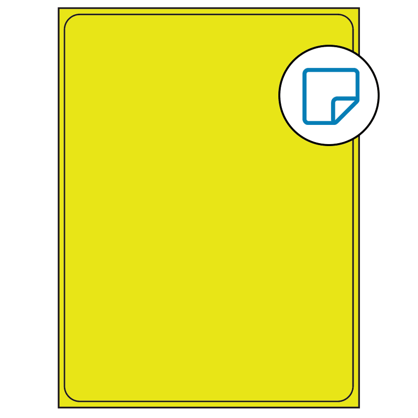 8.375" x 10.875" Fluorescent Yellow Rectangular Sheet Labels - Removable Adhesive