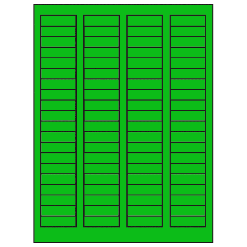 1.7225" x 0.5" Fluorescent Green Rectangular Sheet Labels