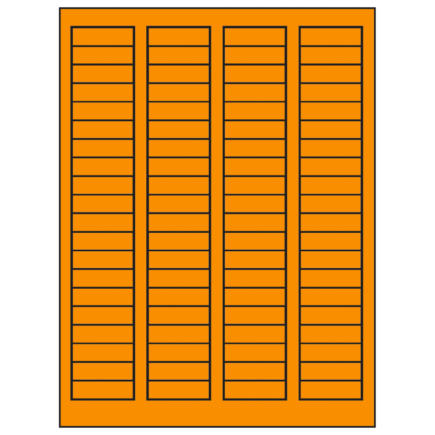1.7225" x 0.5" Fluorescent Orange Rectangular Sheet Labels