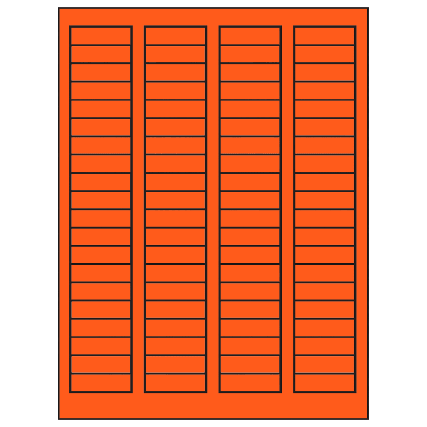 1.7225" x 0.5" Fluorescent Red Rectangular Sheet Labels