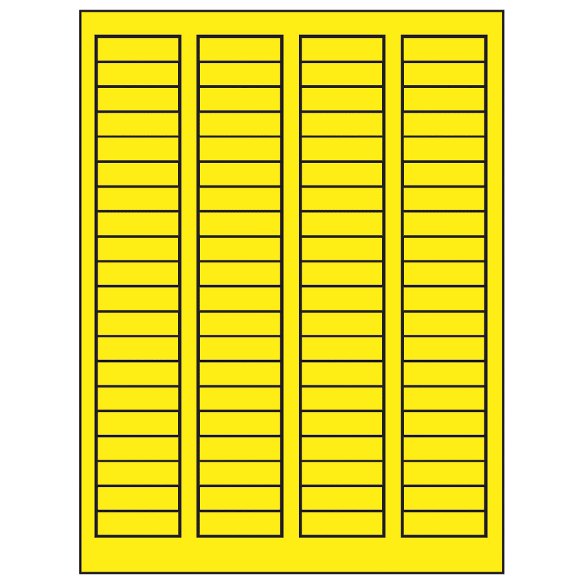 1.7225" x 0.5" Fluorescent Yellow Rectangular Sheet Labels