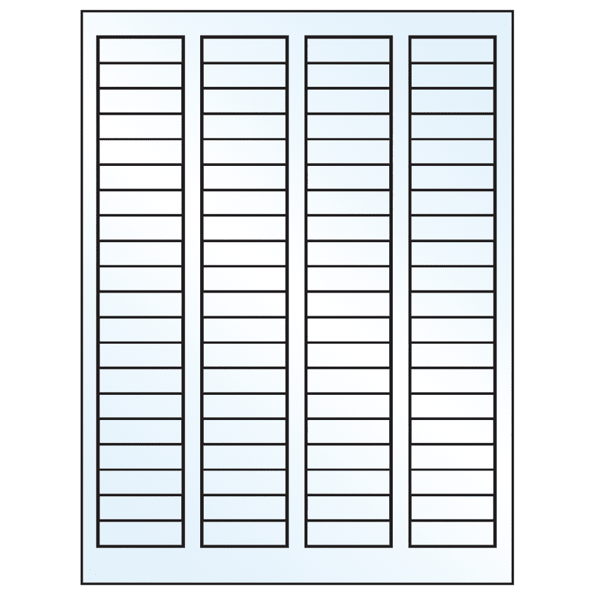 1.7225" x 0.5" White Mid Gloss Rectangular Sheet Labels