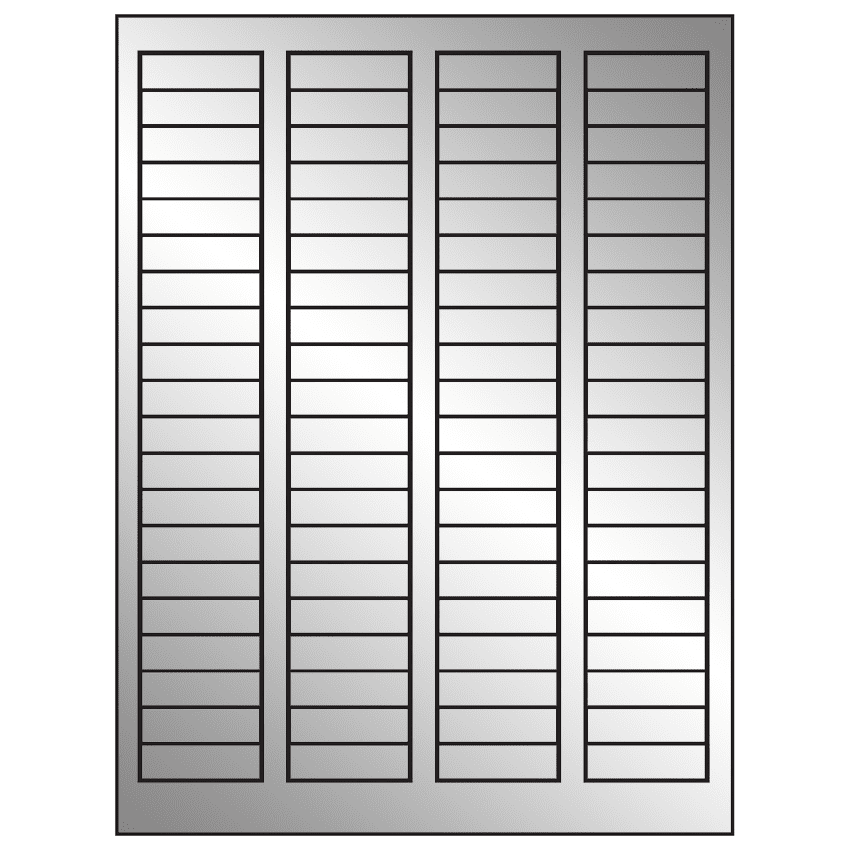 1.7225" x 0.5" Silver Foil Rectangular Sheet Labels