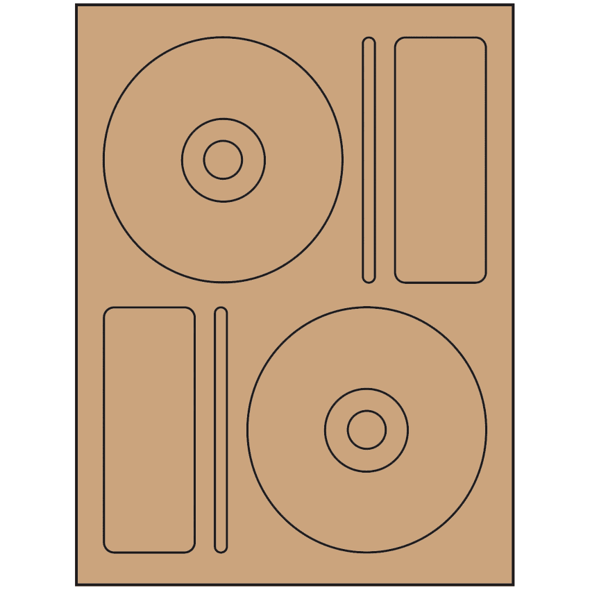 4.656" x 4.656" Brown Kraft Sheet Labels