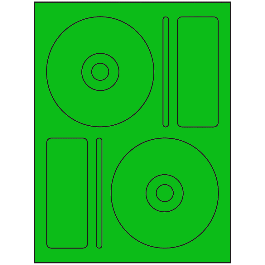 4.656" x 4.656" Fluorescent Green Sheet Labels