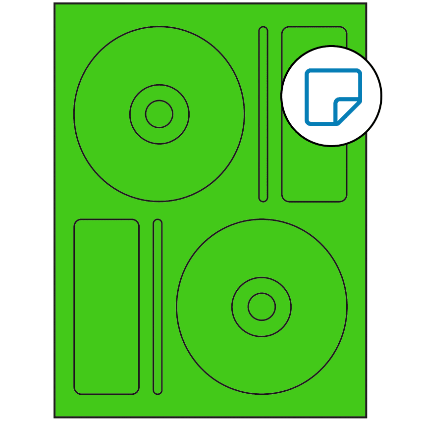 4.656" x 4.656" Fluorescent Green Sheet Labels - Removable Adhesive