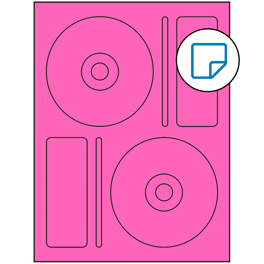 4.656" x 4.656" Fluorescent Pink Sheet Labels - Removable Adhesive