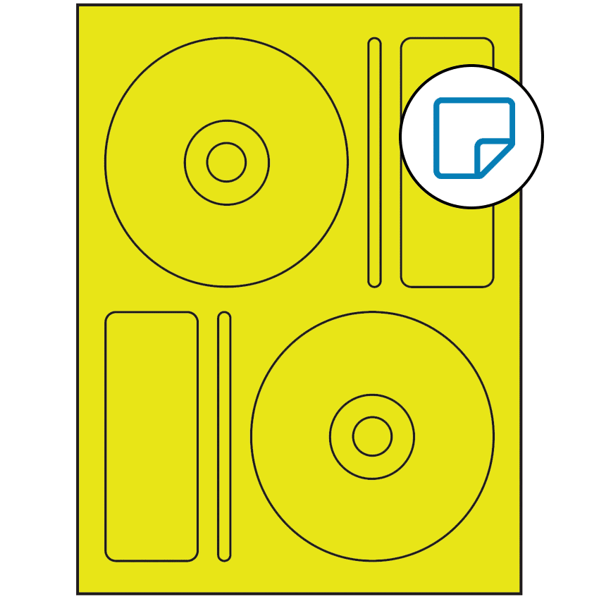 4.656" x 4.656" Fluorescent Yellow Sheet Labels - Removable Adhesive