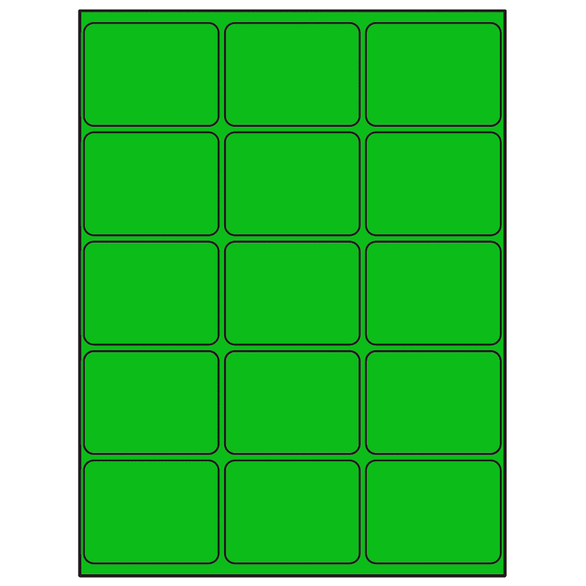 2.6875" x 2" Fluorescent Green Rectangular Sheet Labels