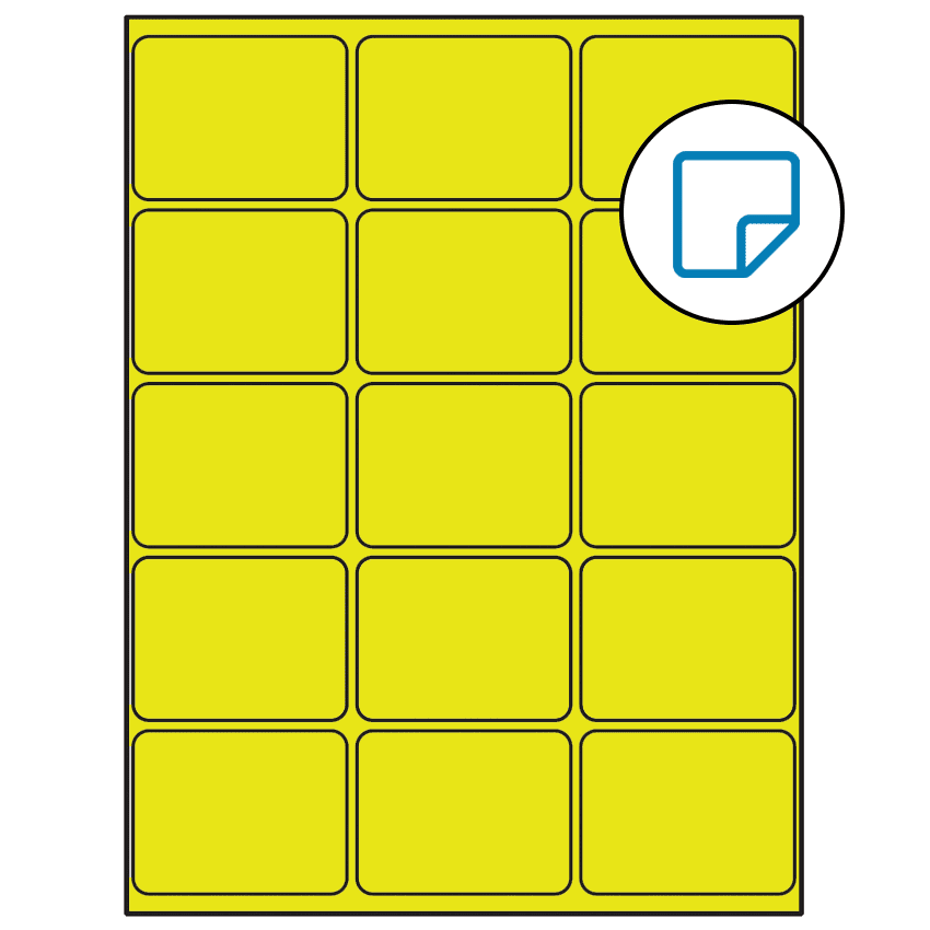 2.6875" x 2" Fluorescent Yellow Rectangular Sheet Labels - Removable Adhesive