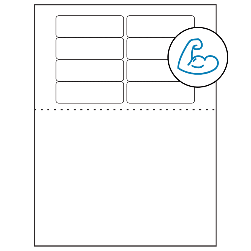 3.1875" x 1" White Rectangular Sheet Labels - Ultra Aggressive Adhesive