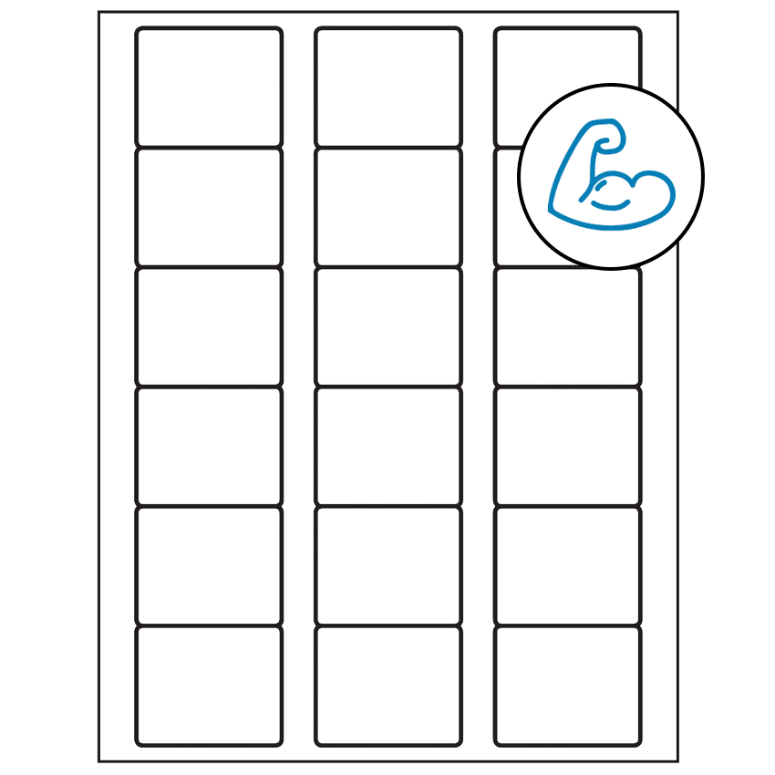 2.125" x 1.75" White Rectangular Sheet Labels - Ultra Aggressive Adhesive