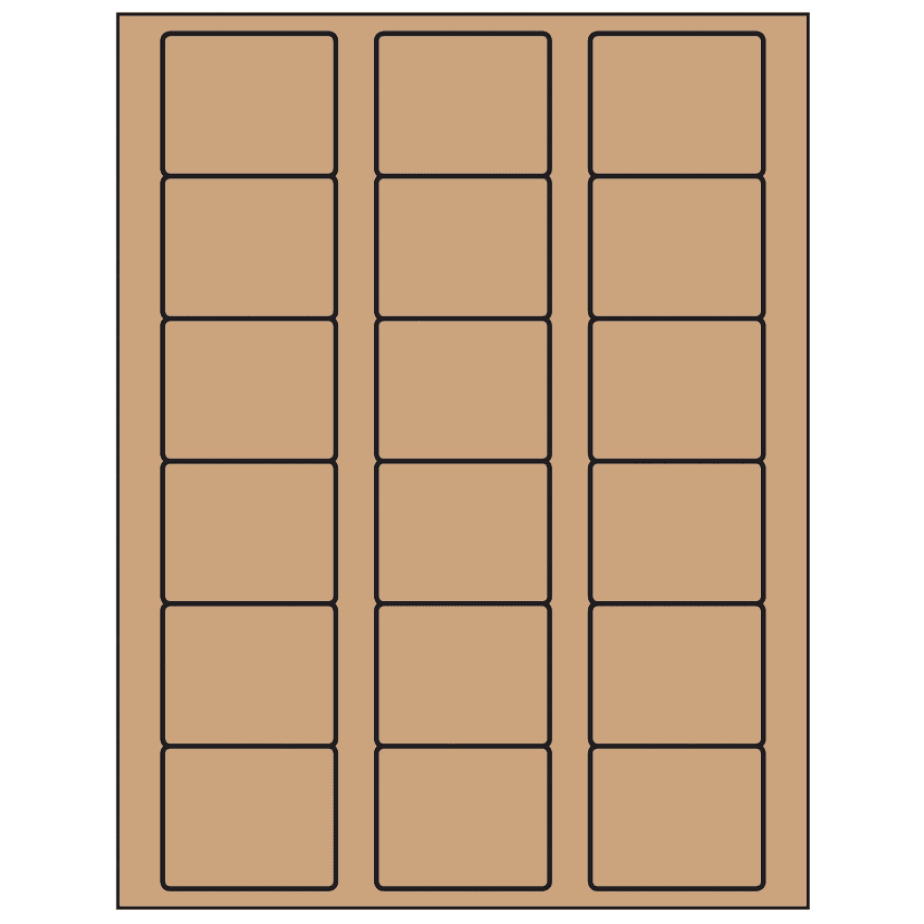 2.125" x 1.75" Brown Kraft Rectangular Sheet Labels