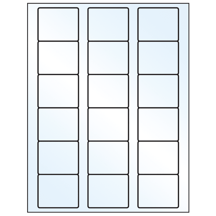 2.125" x 1.75" Crystal Clear Rectangular Sheet Labels