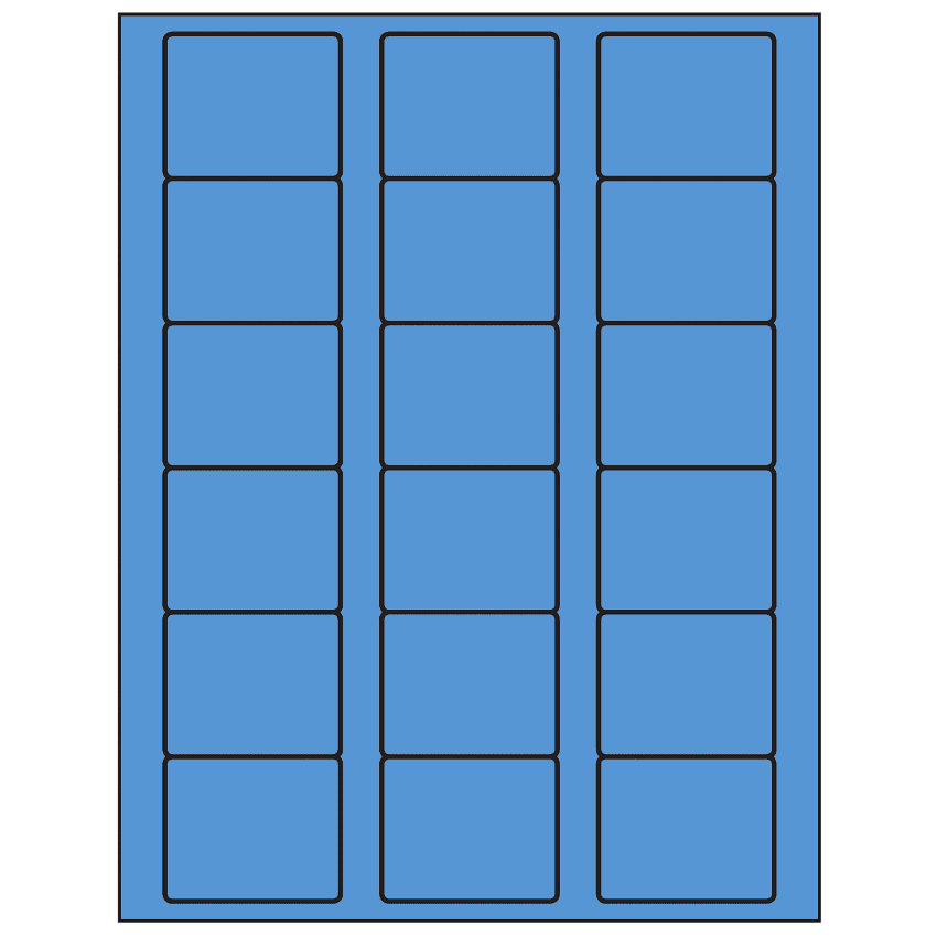 2.125" x 1.75" Fluorescent Blue Rectangular Sheet Labels