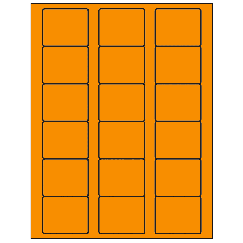 2.125" x 1.75" Fluorescent Orange Rectangular Sheet Labels