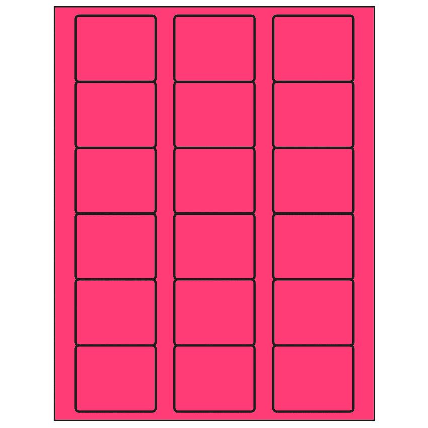 2.125" x 1.75" Fluorescent Pink Rectangular Sheet Labels