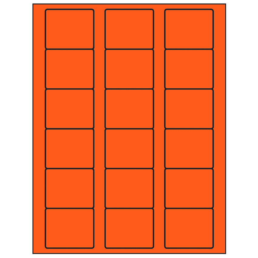 2.125" x 1.75" Fluorescent Red Rectangular Sheet Labels