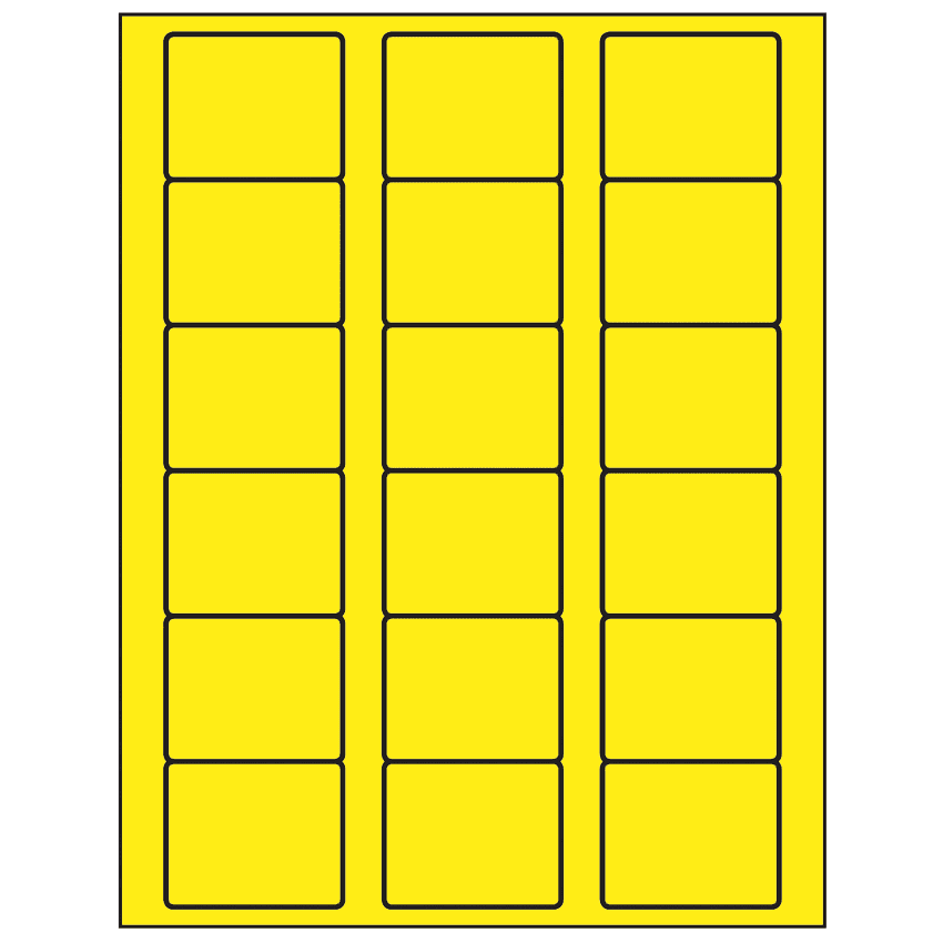 2.125" x 1.75" Fluorescent Yellow Rectangular Sheet Labels