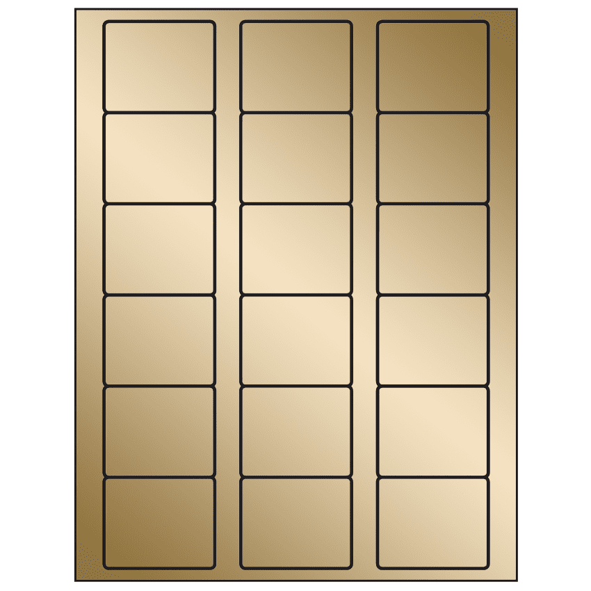 2.125" x 1.75" Gold Foil Rectangular Sheet Labels