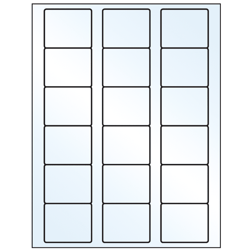 2.125" x 1.75" White Mid Gloss Rectangular Sheet Labels