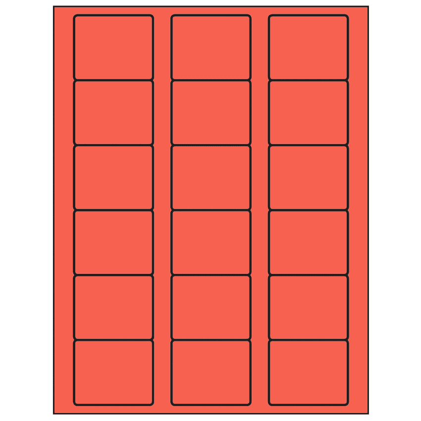 2.125" x 1.75" Red Rectangular Sheet Labels