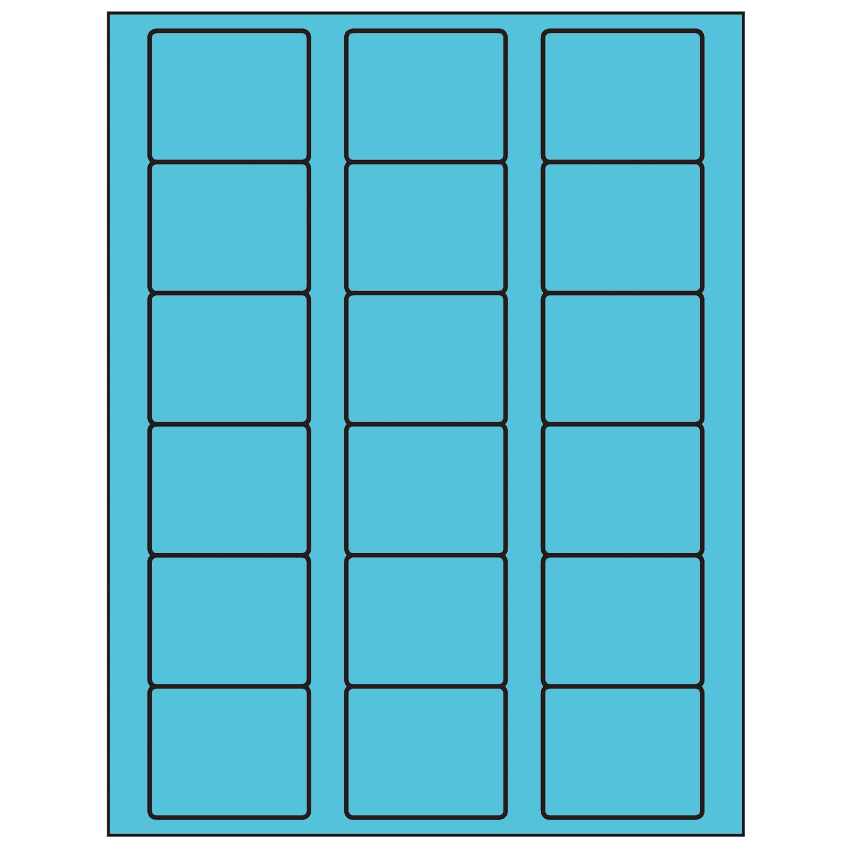 2.125" x 1.75" Turquoise Rectangular Sheet Labels