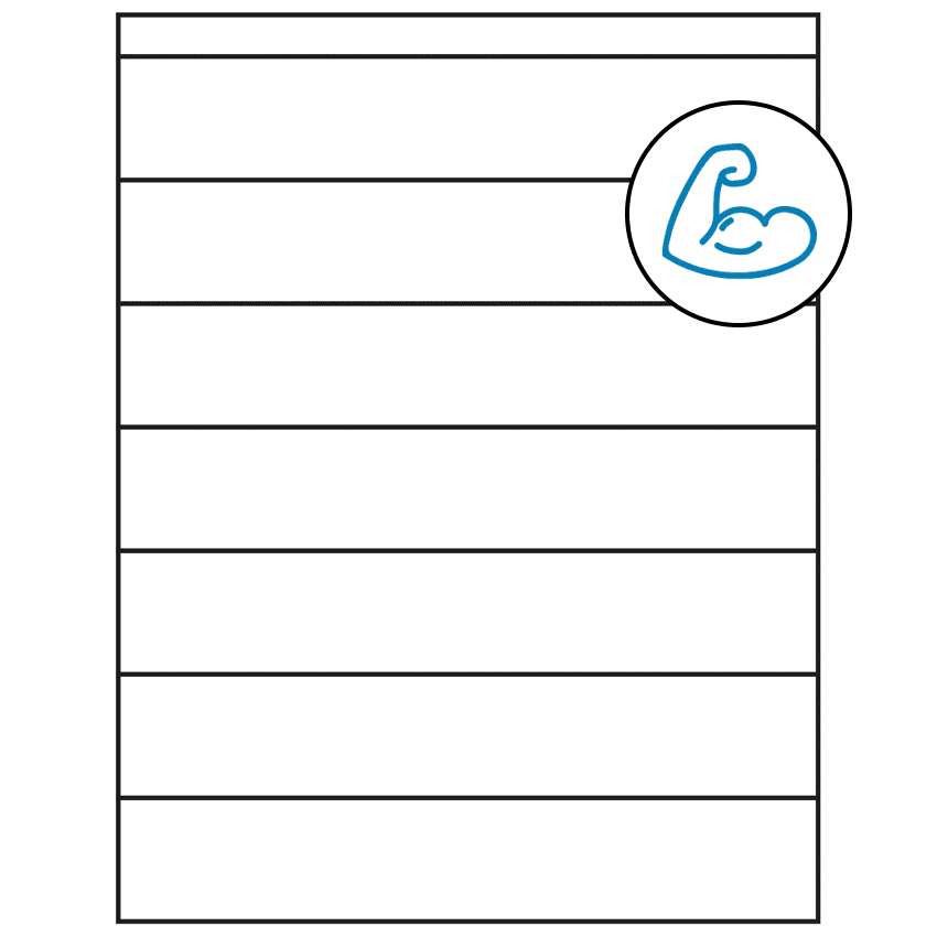 8.5" x 1.5" White Rectangular Sheet Labels - Ultra Aggressive Adhesive