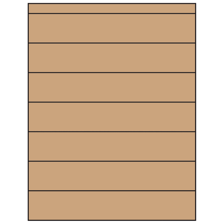 8.5" x 1.5" Brown Kraft Rectangular Sheet Labels