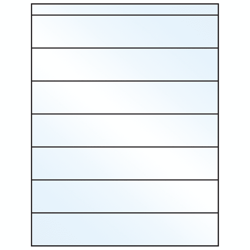 8.5" x 1.5" Crystal Clear Rectangular Sheet Labels