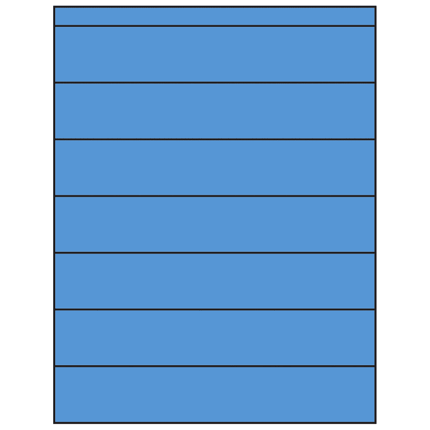 8.5" x 1.5" Fluorescent Blue Rectangular Sheet Labels
