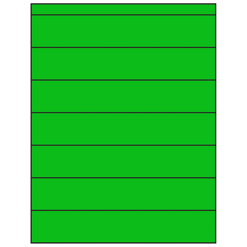 8.5" x 1.5" Fluorescent Green Rectangular Sheet Labels