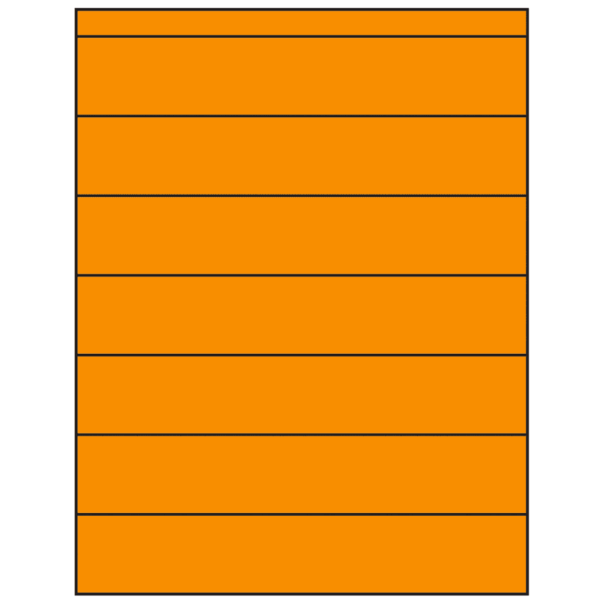 8.5" x 1.5" Fluorescent Orange Rectangular Sheet Labels