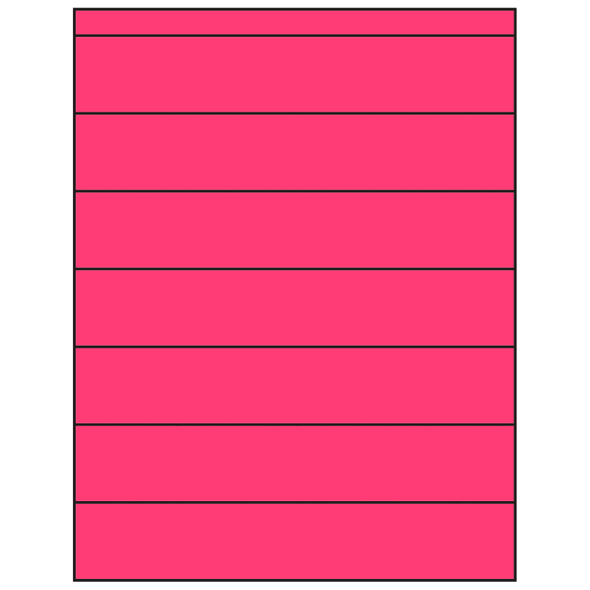 8.5" x 1.5" Fluorescent Pink Rectangular Sheet Labels