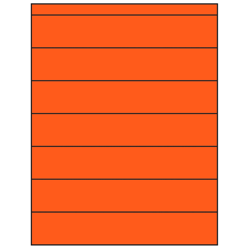 8.5" x 1.5" Fluorescent Red Rectangular Sheet Labels