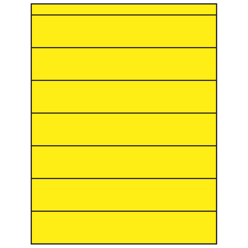 8.5" x 1.5" Fluorescent Yellow Rectangular Sheet Labels