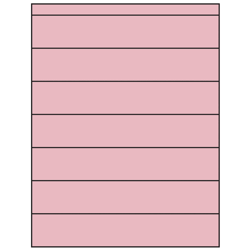 8.5" x 1.5" Pastel Pink Rectangular Sheet Labels
