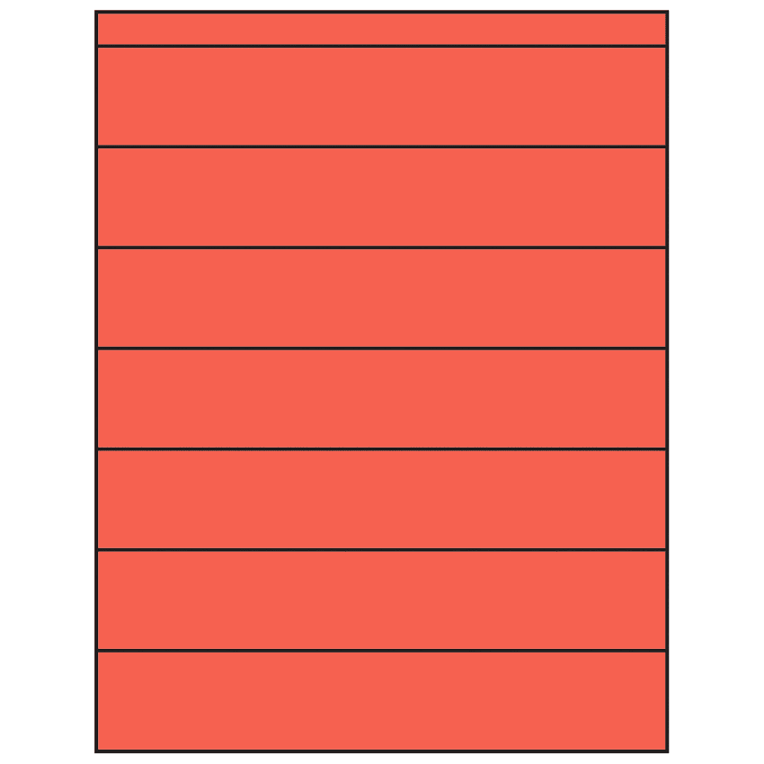 8.5" x 1.5" Red Rectangular Sheet Labels