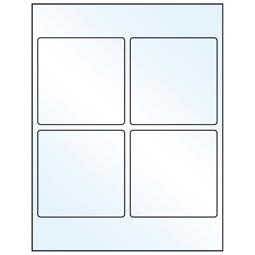 3.875" x 3.875" Crystal Clear Square Sheet Labels