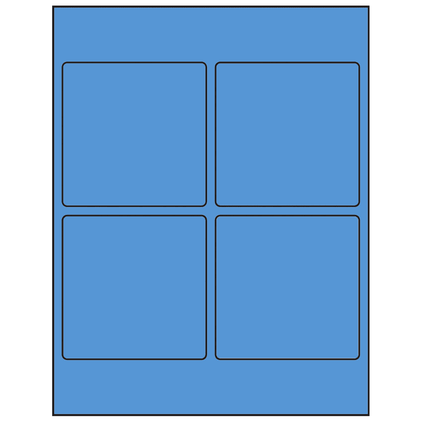 3.875" x 3.875" Fluorescent Blue Square Sheet Labels