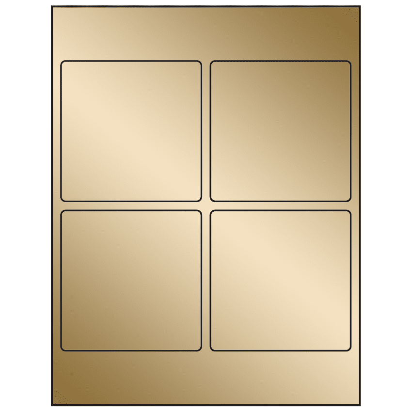 3.875" x 3.875" Gold Foil Square Sheet Labels