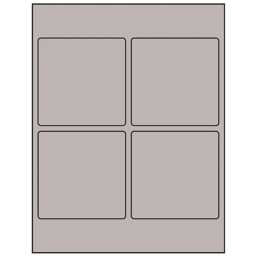 3.875" x 3.875" Gray Square Sheet Labels